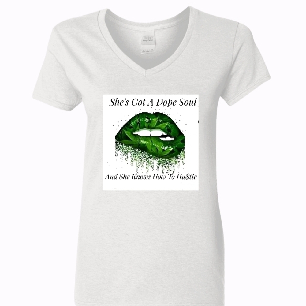 Graphic Tee with Green Lips Design